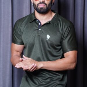 Solid Olive Polo (Silk) T-Shirt
