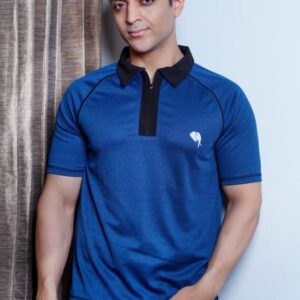 Blue Zipper Polo T-Shirt