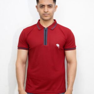 RC Red n Grey Zipper Polo T-Shirt