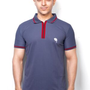 RC Grey n Red Zipper Polo T-Shirt