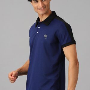 Airforce Blue n Black Panel Polo T-Shirt