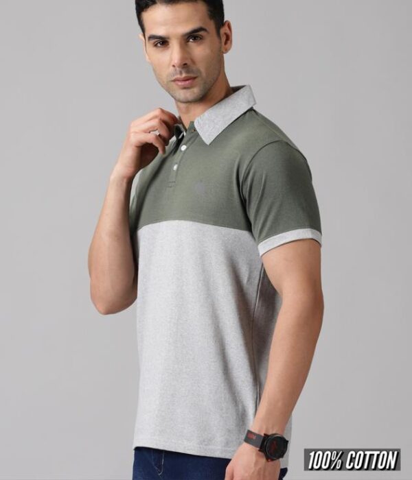 Notch|| Olive.Grey Polo || 100% Cotton T-Shirt