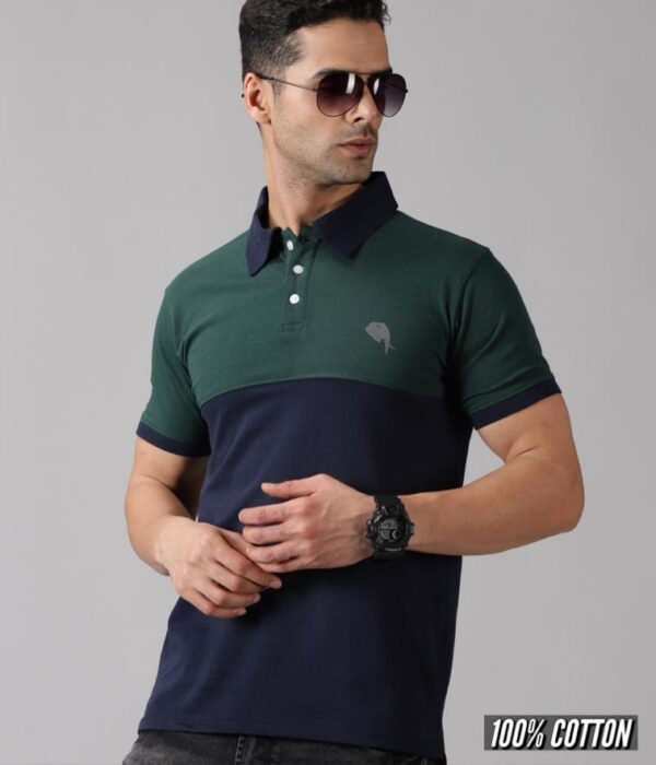 Notch|| Green.Blue Polo || 100% Cotton T-Shirt