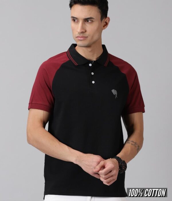 Reglan|| Black.Maroon Polo || 100% Cotton T-Shirt