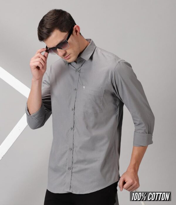 Solid Full Sleeve Shirt - Grey