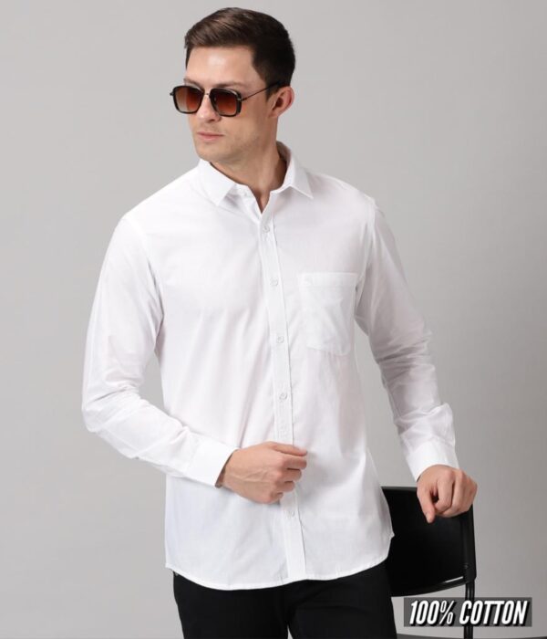 Solid Full Sleeve Shirt - White