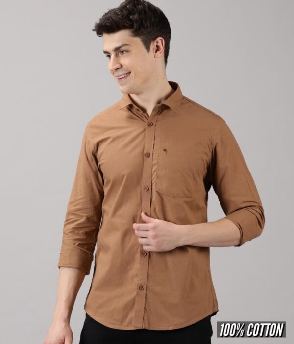 Solid Full Sleeve Shirt - Brown