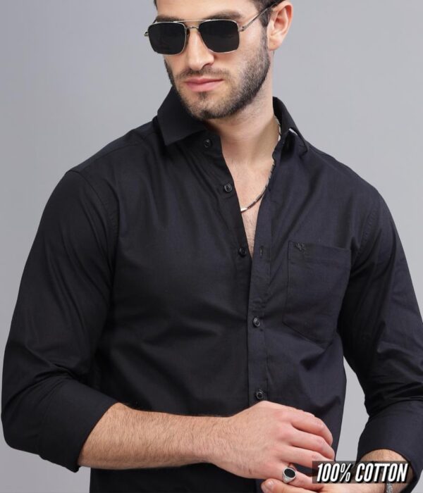 Shirt02 – Black || Full Sleeve || 100%Linen Cotton