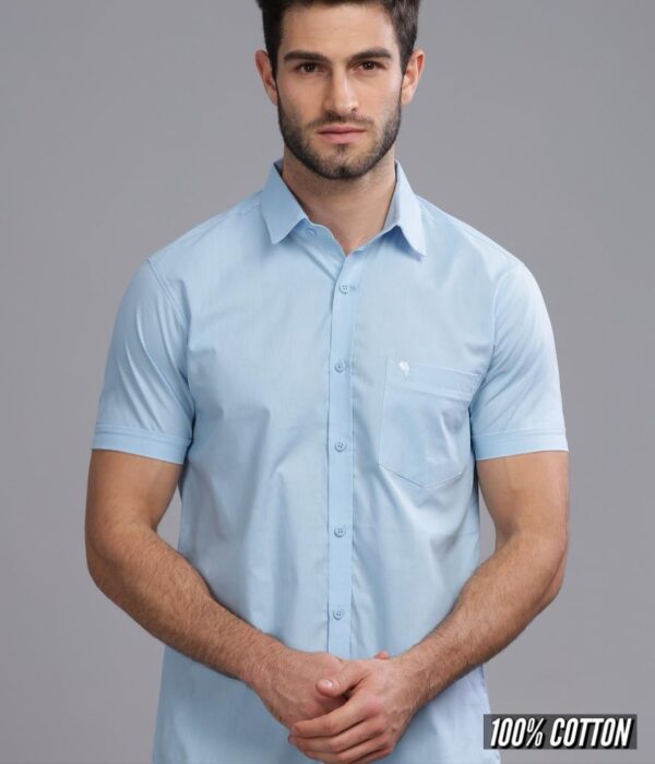 Shirt02 – Light Blue || Half Sleeve || 100%Linen Cotton