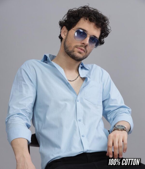 Shirt02 – Light Blue || Full Sleeve || 100%Linen Cotton