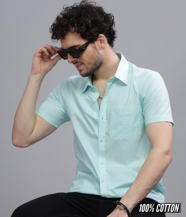 Shirt02 – Light Green || Half Sleeve || 100%Linen Cotton