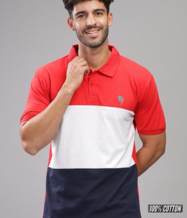 Pr25 || Red.White.Blue Polo || 100% Cotton T-Shirt