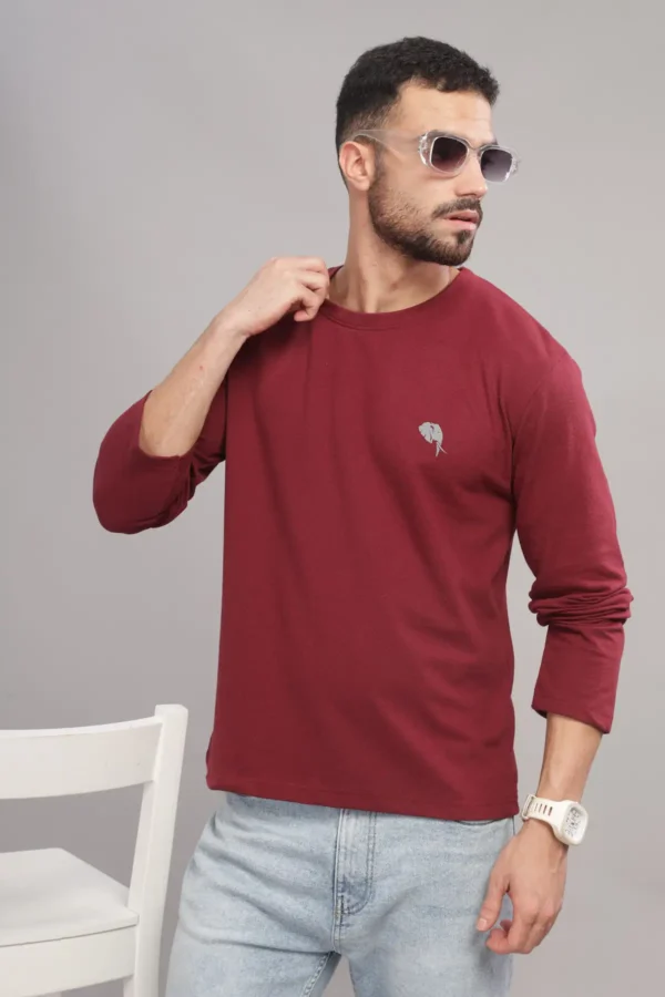 FS003 || Maroon || Full Sleeve Round Neck T-Shirt