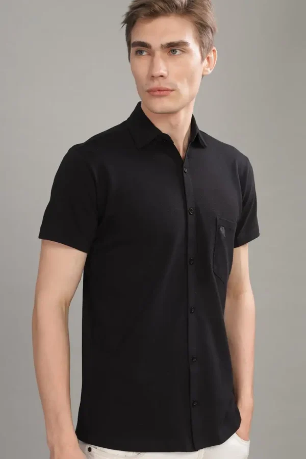 PR3 SHIRTS 01– Solid Black  || Half Sleeve Shirt