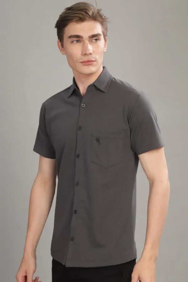 PR3 SHIRTS 01– Metallic Grey  || Half Sleeve Shirt