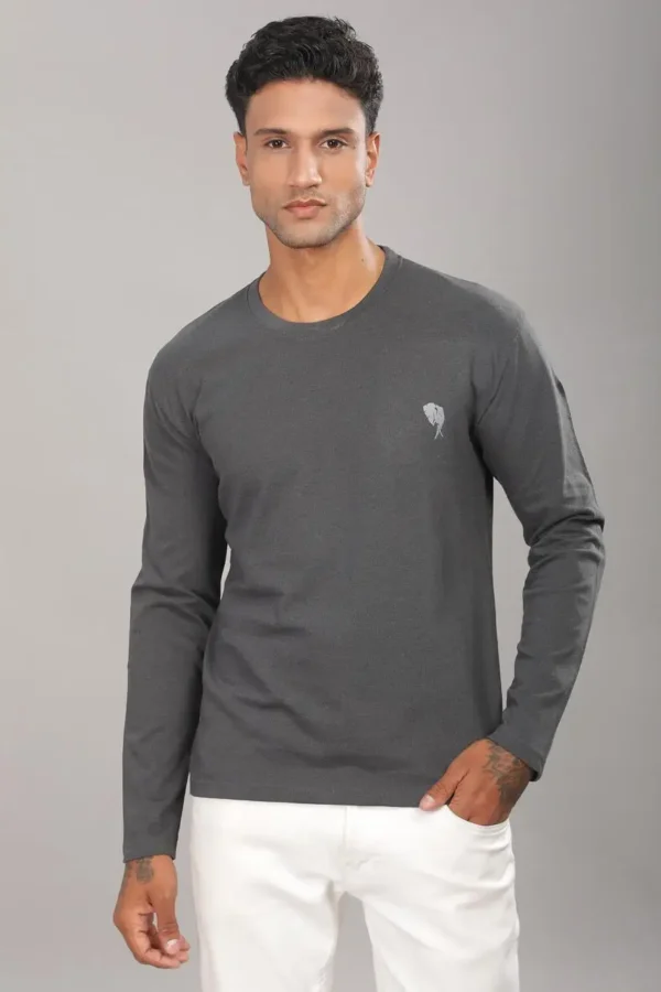 FS004 || Mist Grey || Full Sleeve Round Neck T-Shirt