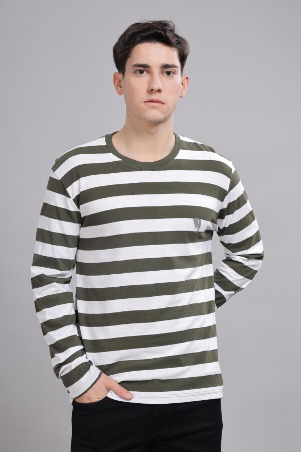 FS005 || Green & White || Full Sleeve Round Neck T-Shirt