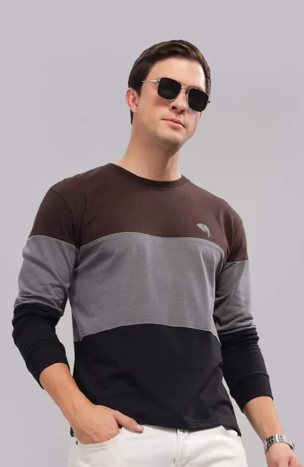 FS006 || Brown Trio || Full Sleeve Round Neck T-Shirt