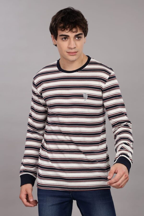 FS010 || Hoops Brown || Full Sleeve Round Neck T-Shirt